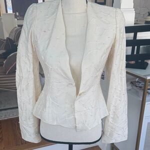 Armani Collezioni Textured Cream Blazer